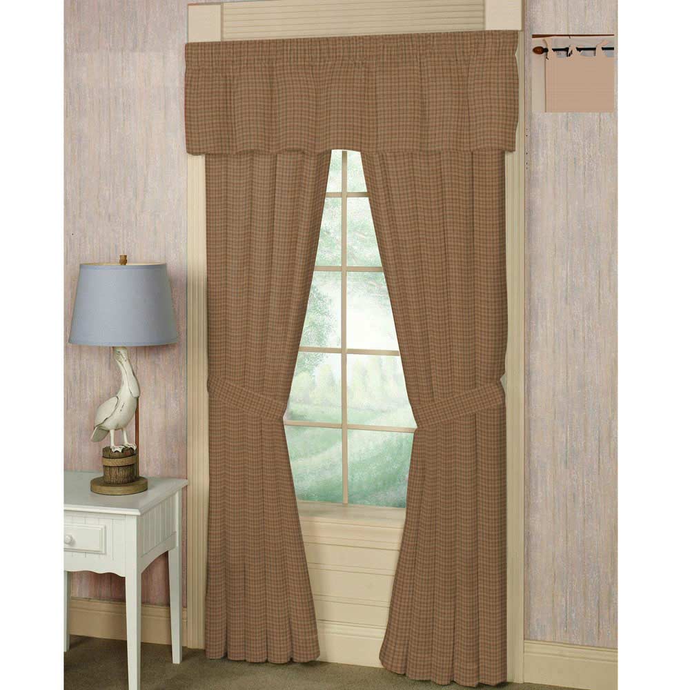 Brown light checks,bed curtain 40"w x 84"l