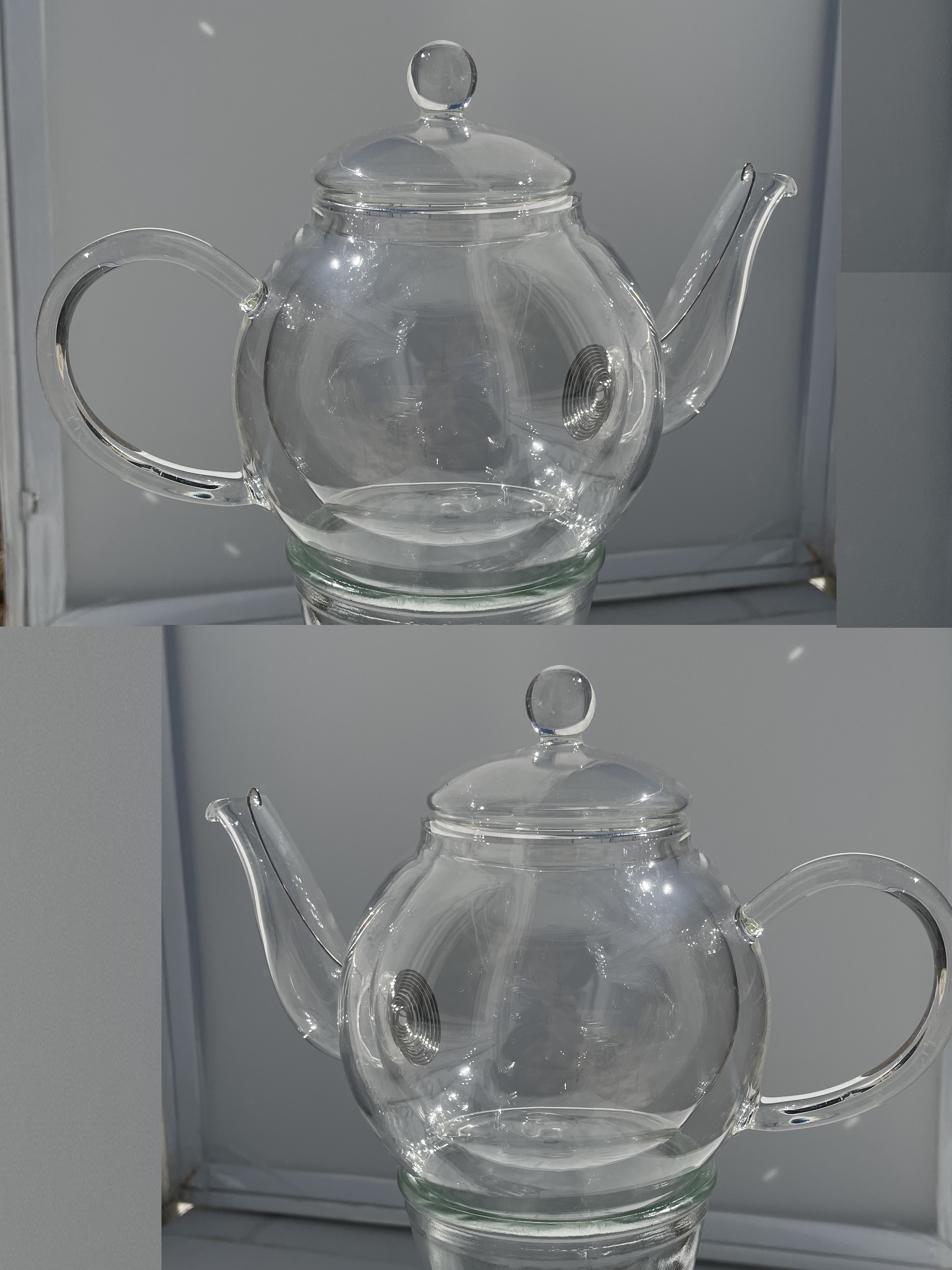 Pair of Round Shaped Double Layer Glass Teapot, 530ml 