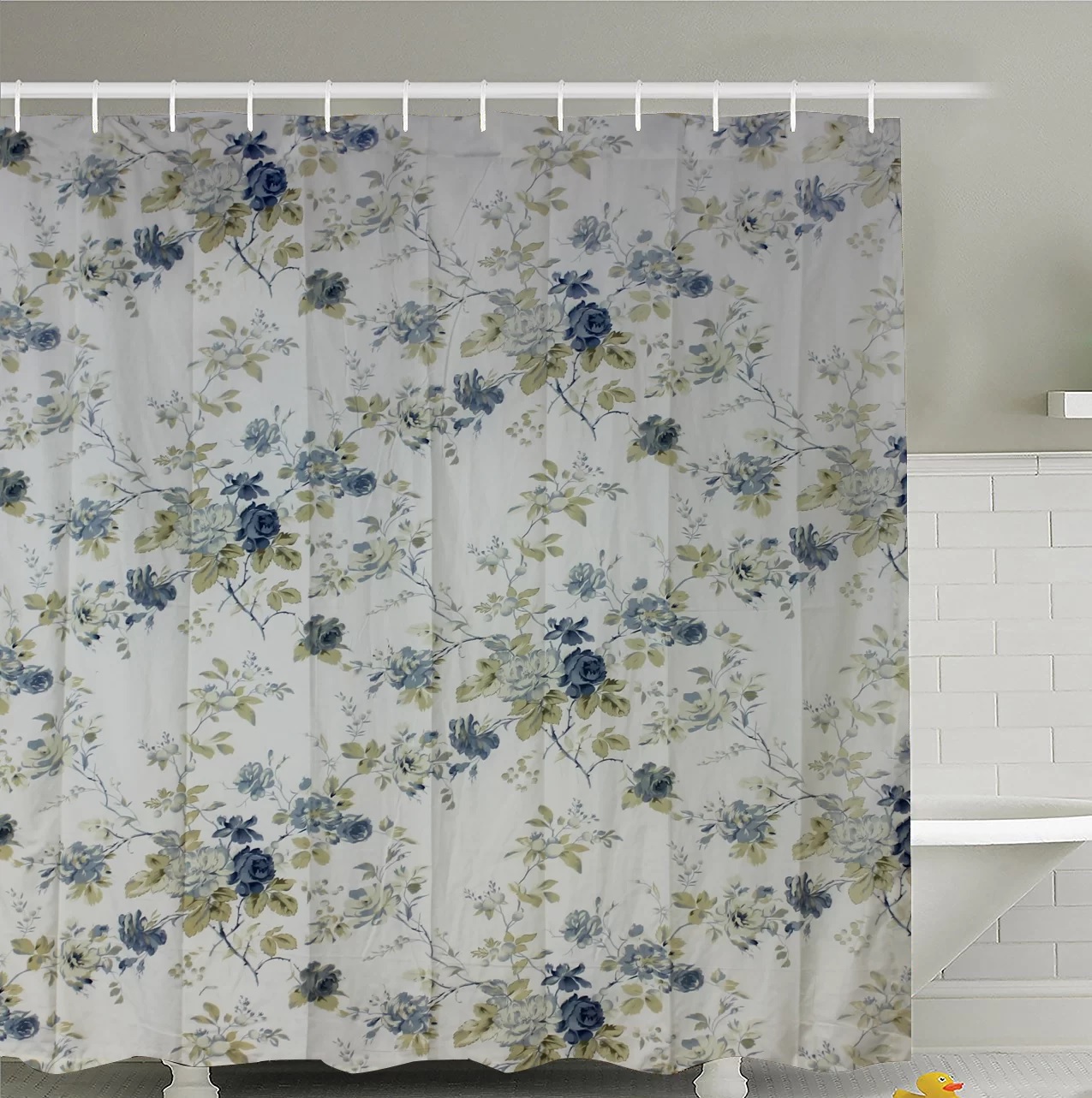 Blue Roses Shower Curtain 72"W x 72"L
