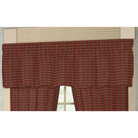 Rustic Red Large Check Curtain Valance 54"W x 16"L