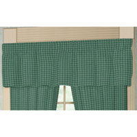 Green Check Plaid With White Curtain Valance 54"W x 16"L