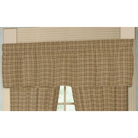 Brown Check Plaid Curtain Valance 54"W x 16"L