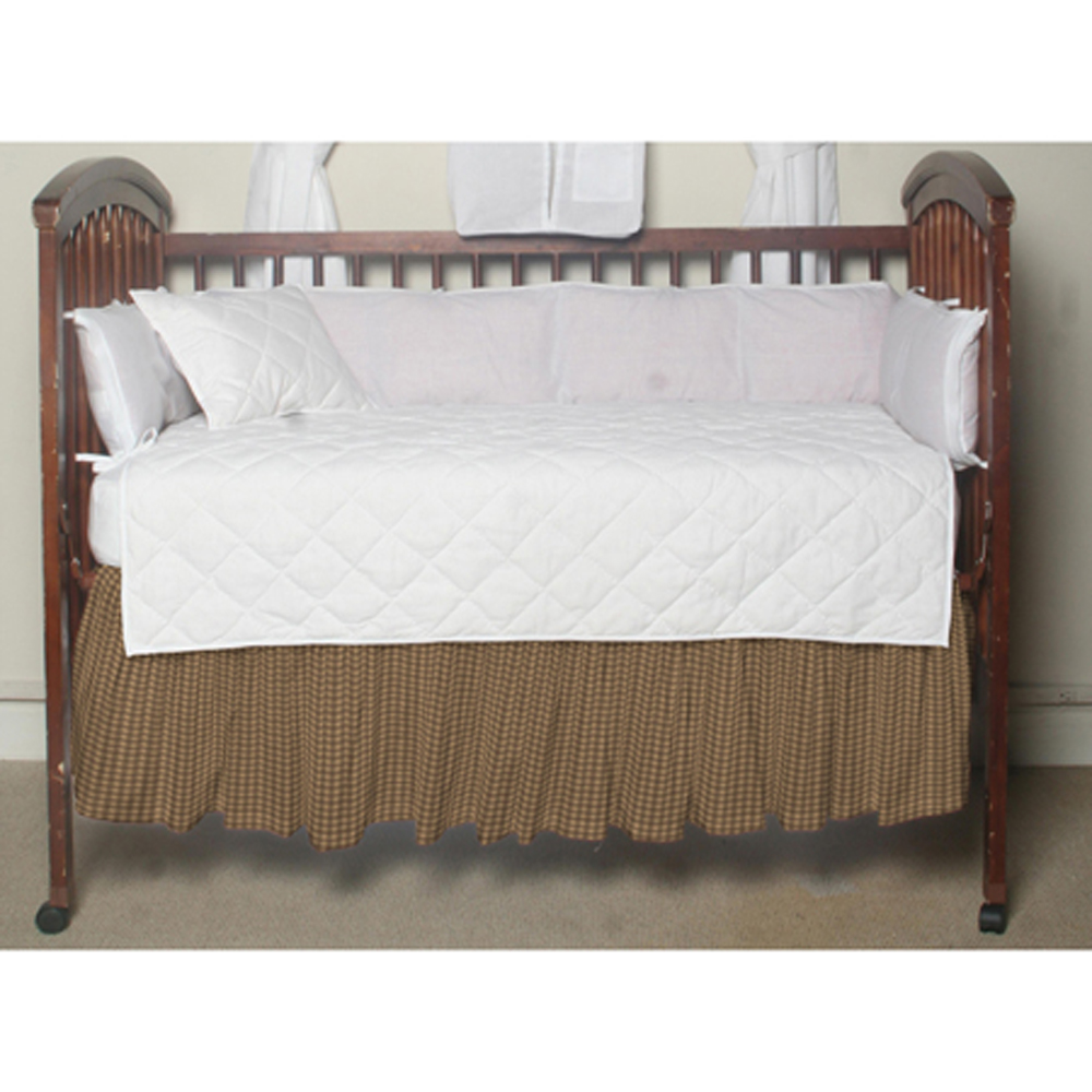 Brown and Gold Gingham Crib Bed Skirt 28" x 53"-Drop-13"