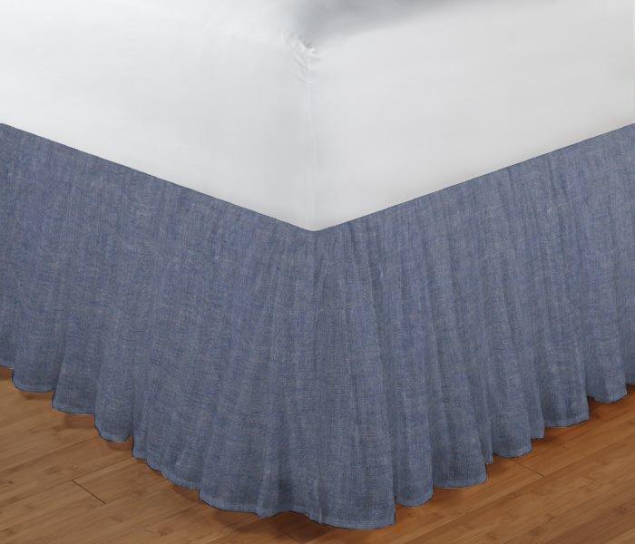 Light Blue Denim Chambray Bed Skirt 