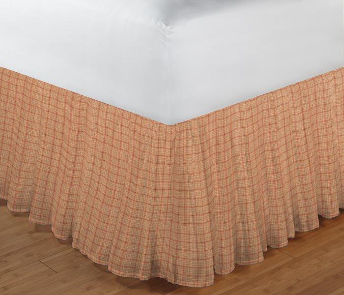 Golden Rod Plaid Bed Skirt King Size 78"W x 80"L-Drop 18"