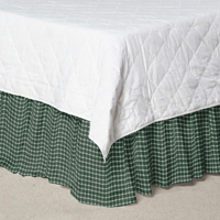 Homespun Green Check Bed Skirt King Size 78"W x 80"L-Drop 18"