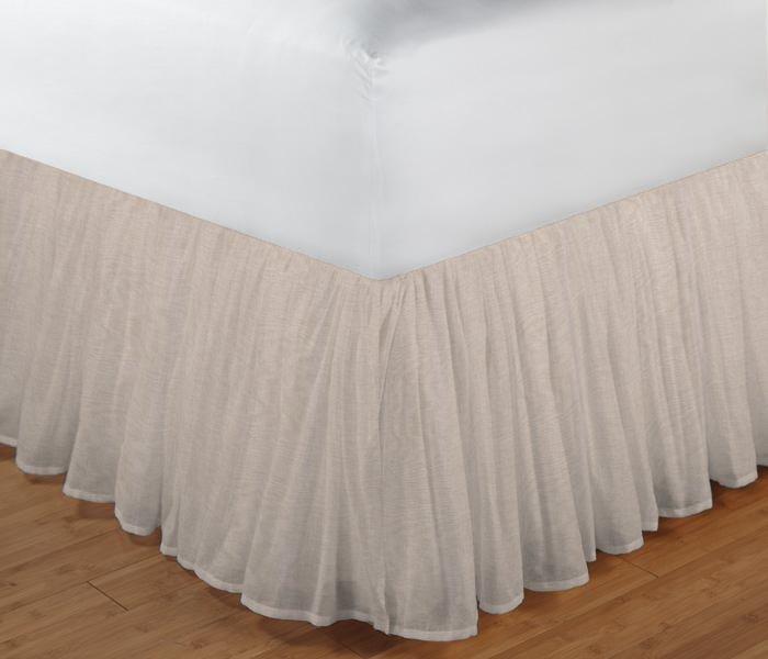 Eggshell White Linen Bed Skirt Queen Size 60"W x 80"L-Drop-18"