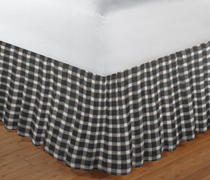 Black and White Buffalo Check Bed Skirt Queen Size 60"W x 80"L-Drop-18"