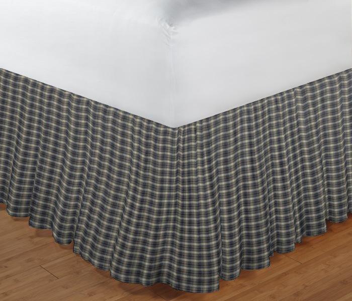 Blue Black Plaid fabric Bed Skirt Twin Size 39"W x 76"L-Drop-18"