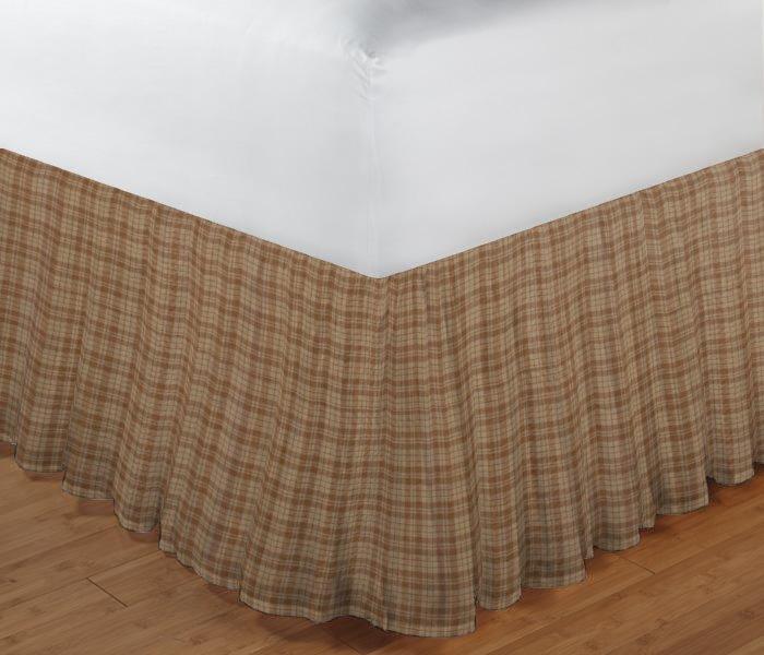 Brown Check Plaid Bed Skirt Twin Size 39"W x 76"L-Drop-18"