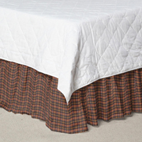 Red Black and Tan Plaid Bed Skirt Twin Size 39"W x 76"L-Drop-18"