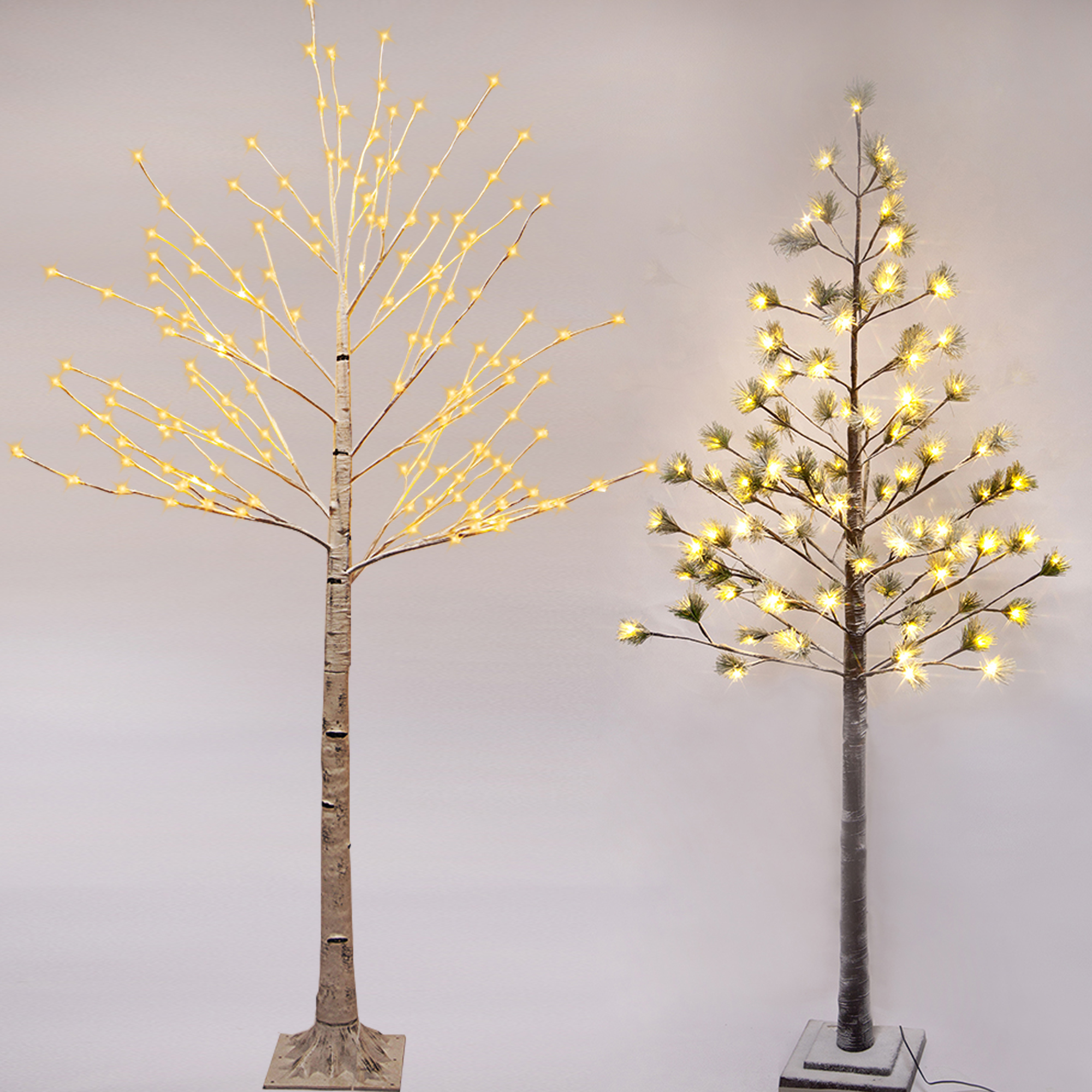 Buy a Combo pack of 7 ft height Pre-lite LED Birch Tree with 6 ft height Pine Tree