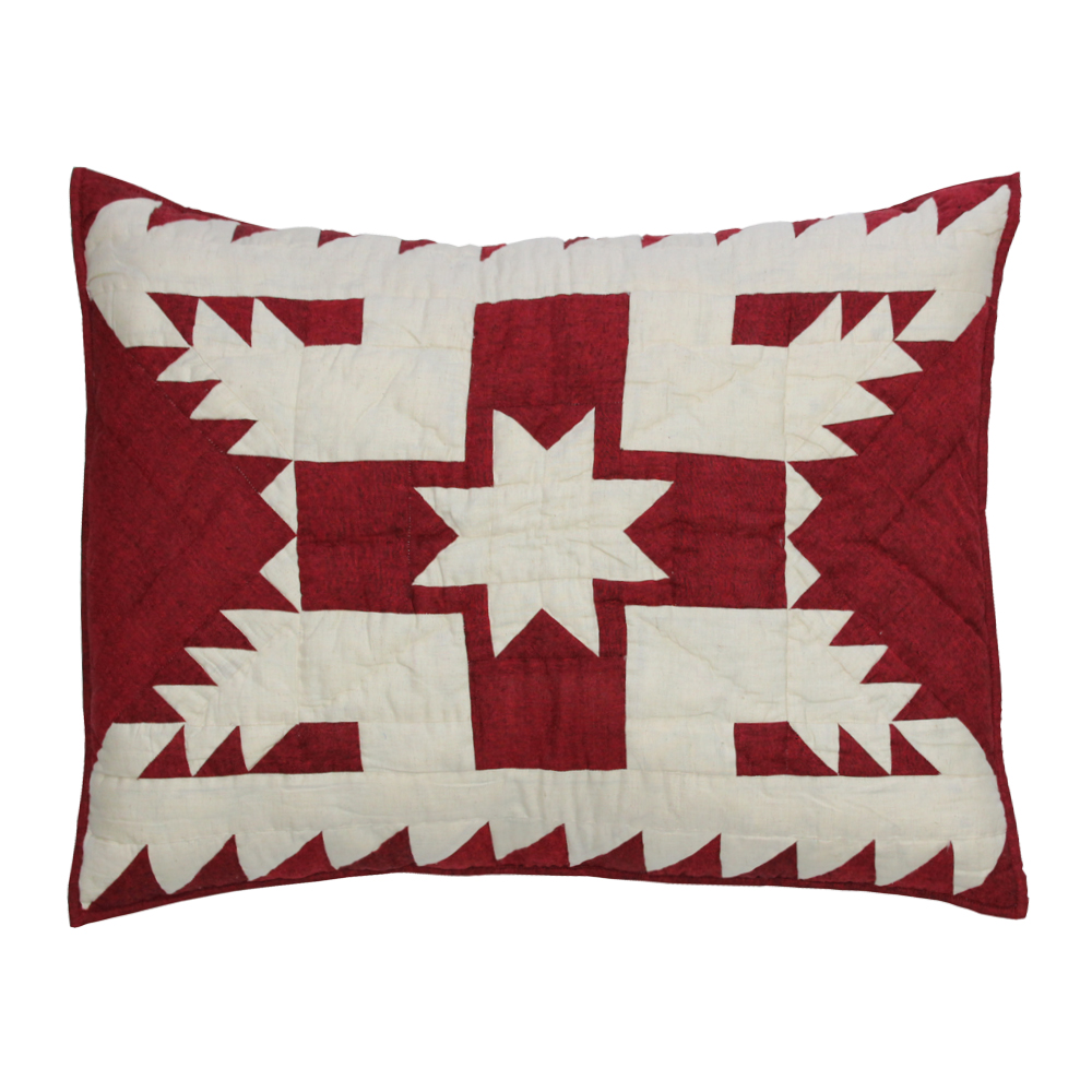 Red Feathered Star Pillow Sham 27"W x 21"L
