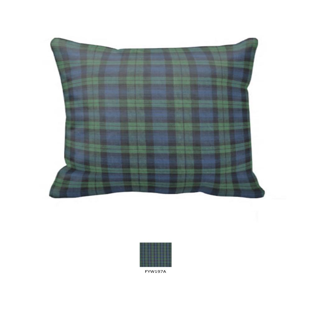 Dark Blue & Green Black Watch Plaid, Fabric Pillow Sham 27"W x 21"L