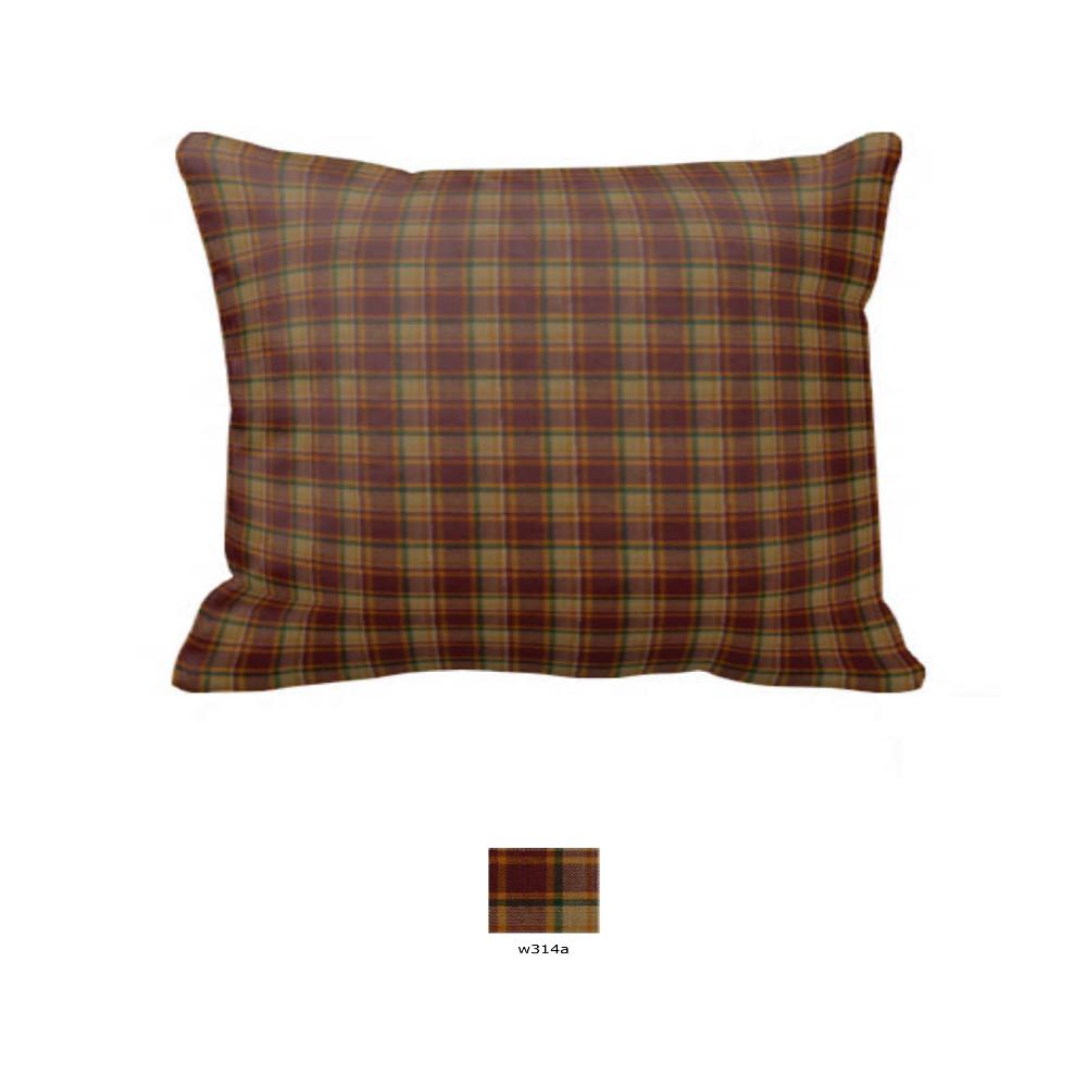 Rustic Red and Tan Check Plaid Pillow Sham 27"W x 21"L