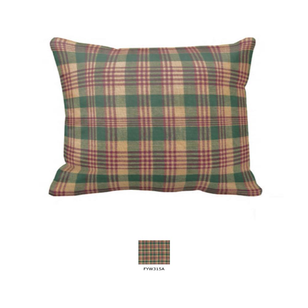 Green and Warm Brown Plaid Pillow Sham 27"W x 21"L