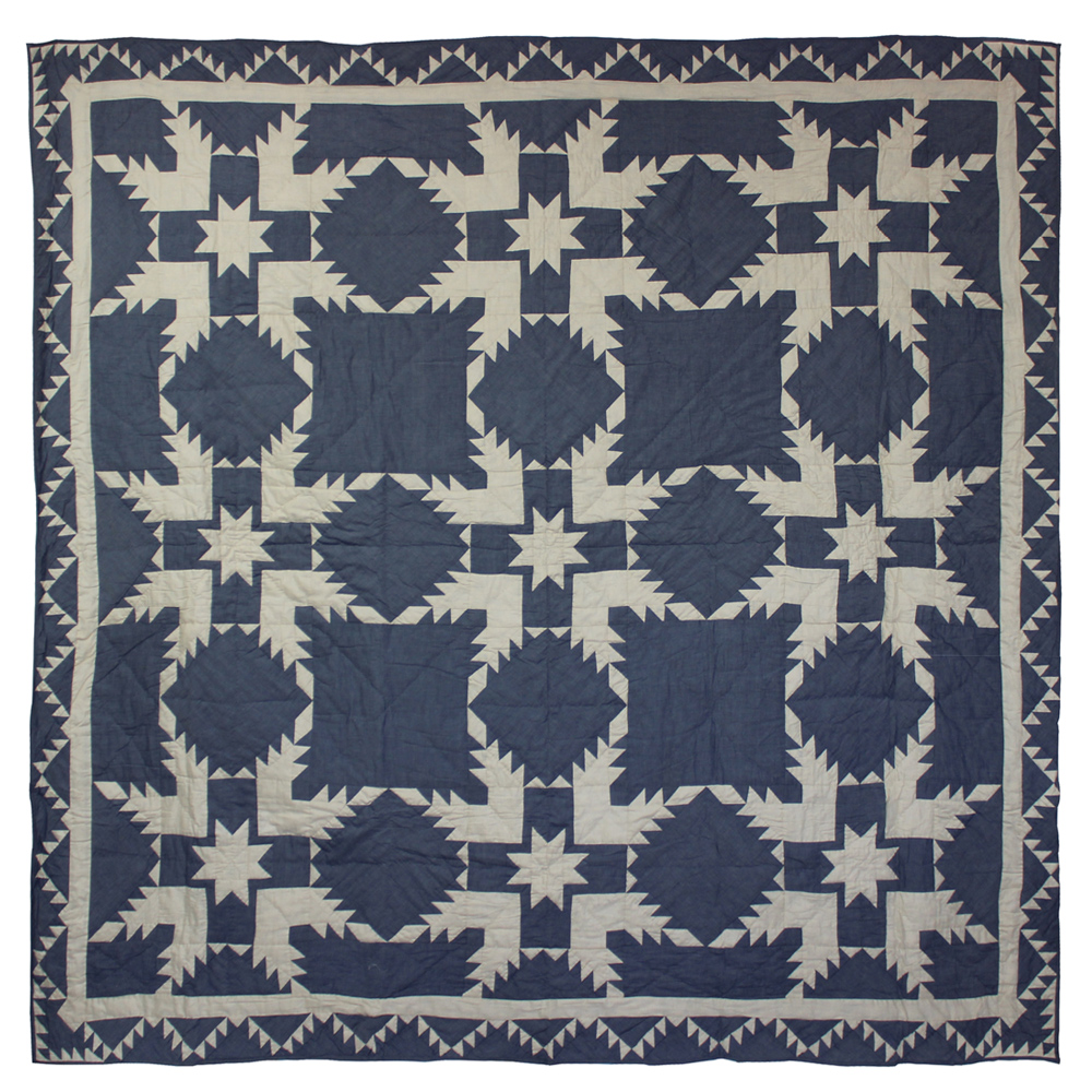 Blue Feathered Star Crib Quilt 36"W x 46"L