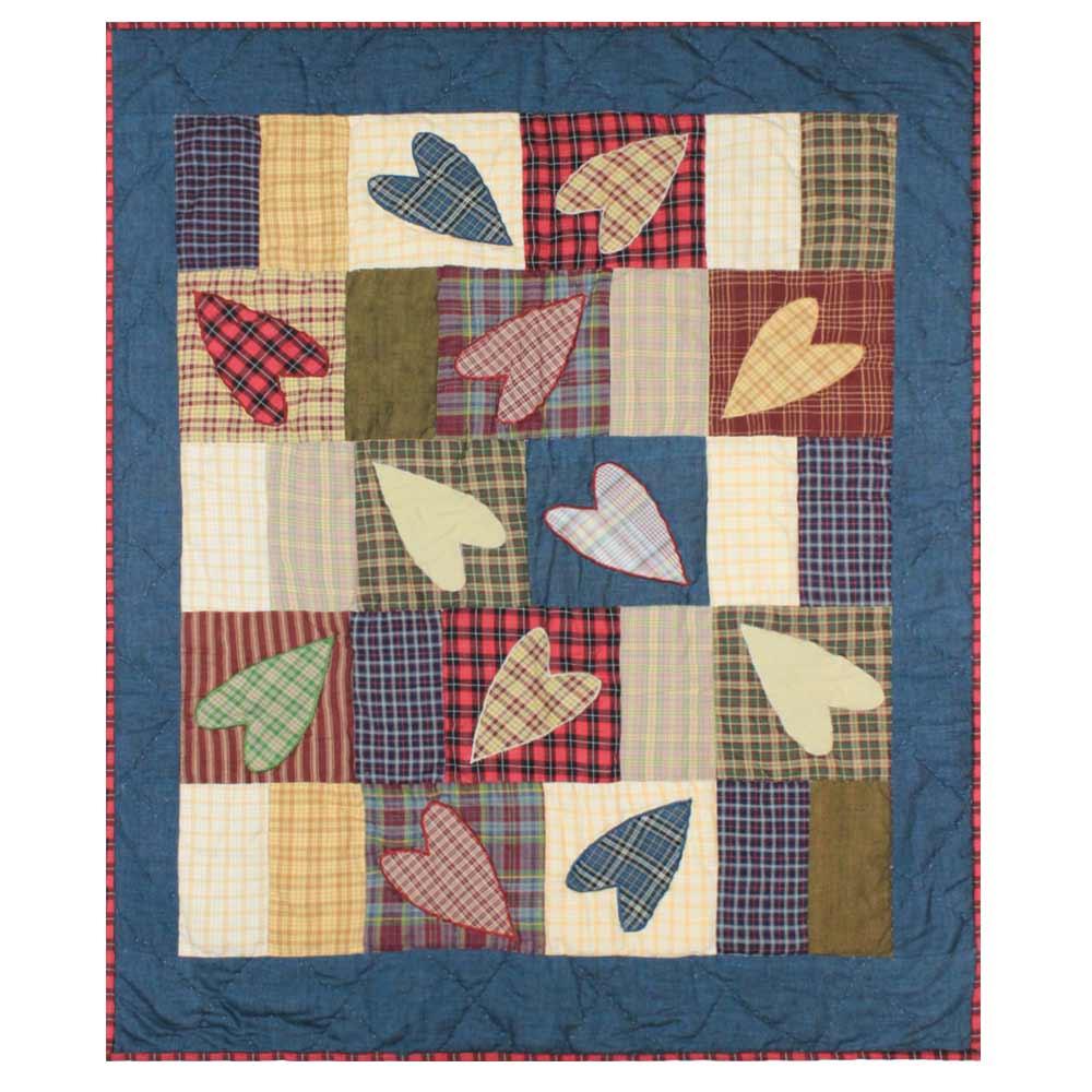 Country Hearts Crib Quilt 36"W x 46"L