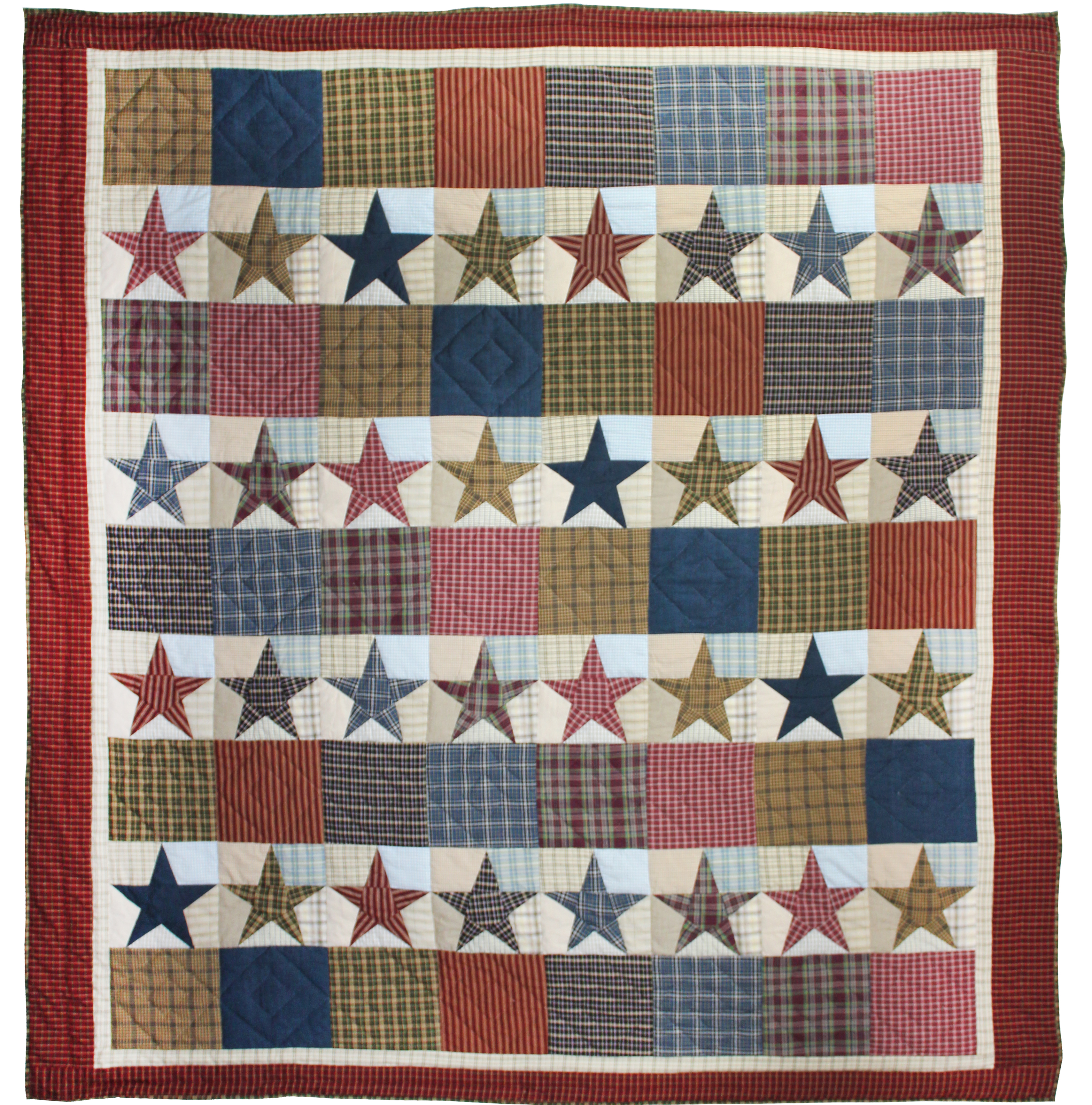 Stars and Squares California King Quilt 114"W x 96"L