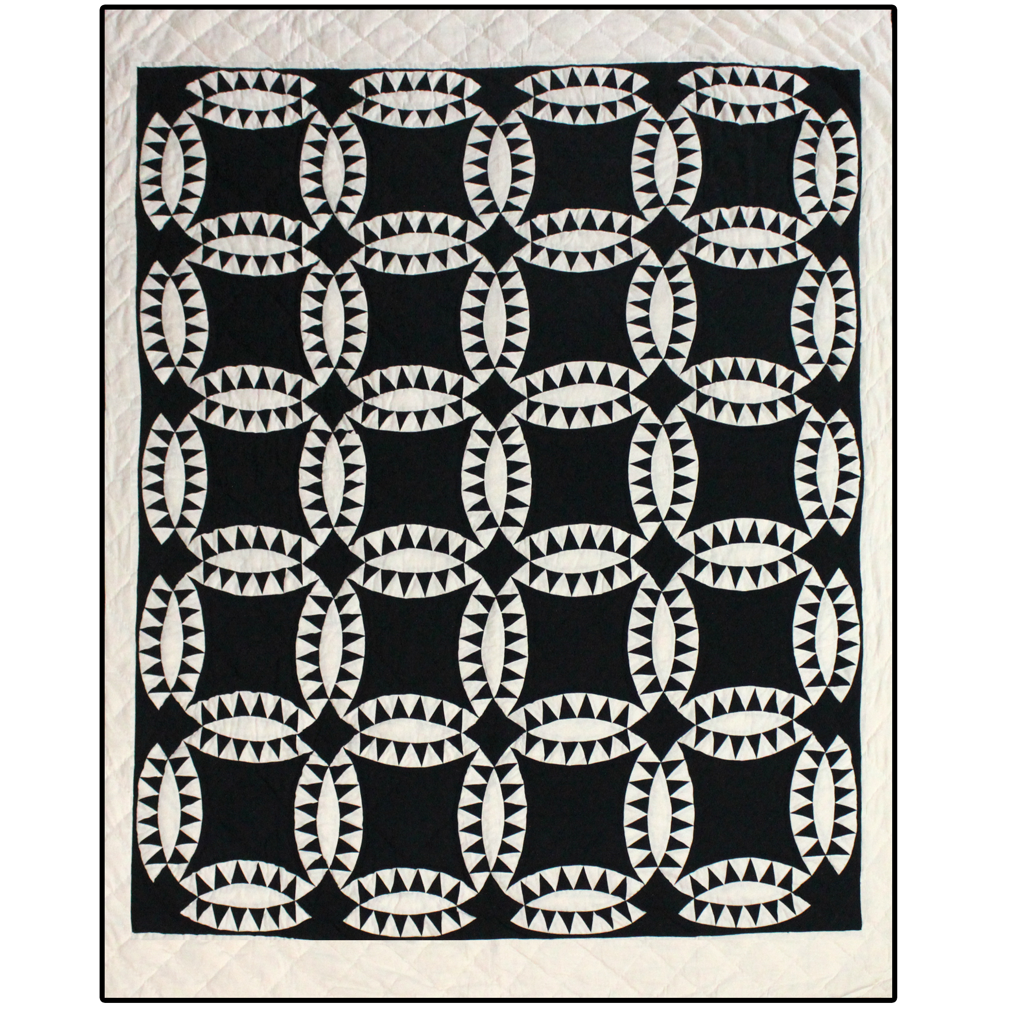 Black and white Wedding Ring King Quilt 105"W x 95"L