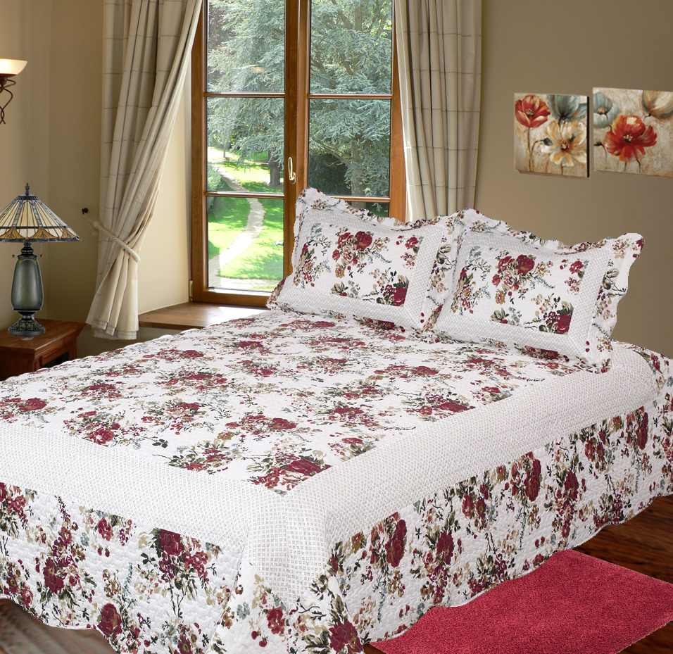 Bella Rosa Quilt with Pillow Shams by Patch Magic