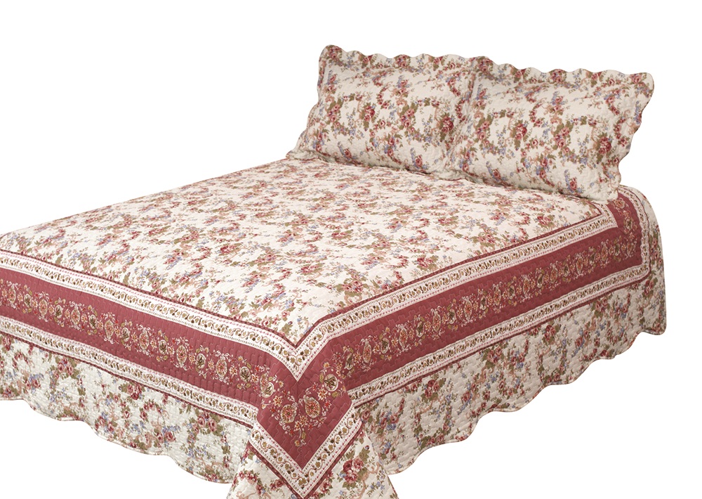 Old Rose Corona Quilt with Pillow Shams by Patch Magic
