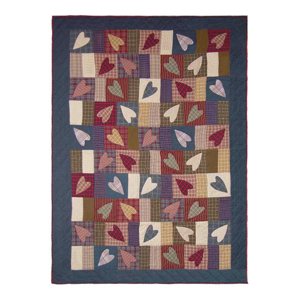 Country Hearts Twin Quilt 65"W x 85"L