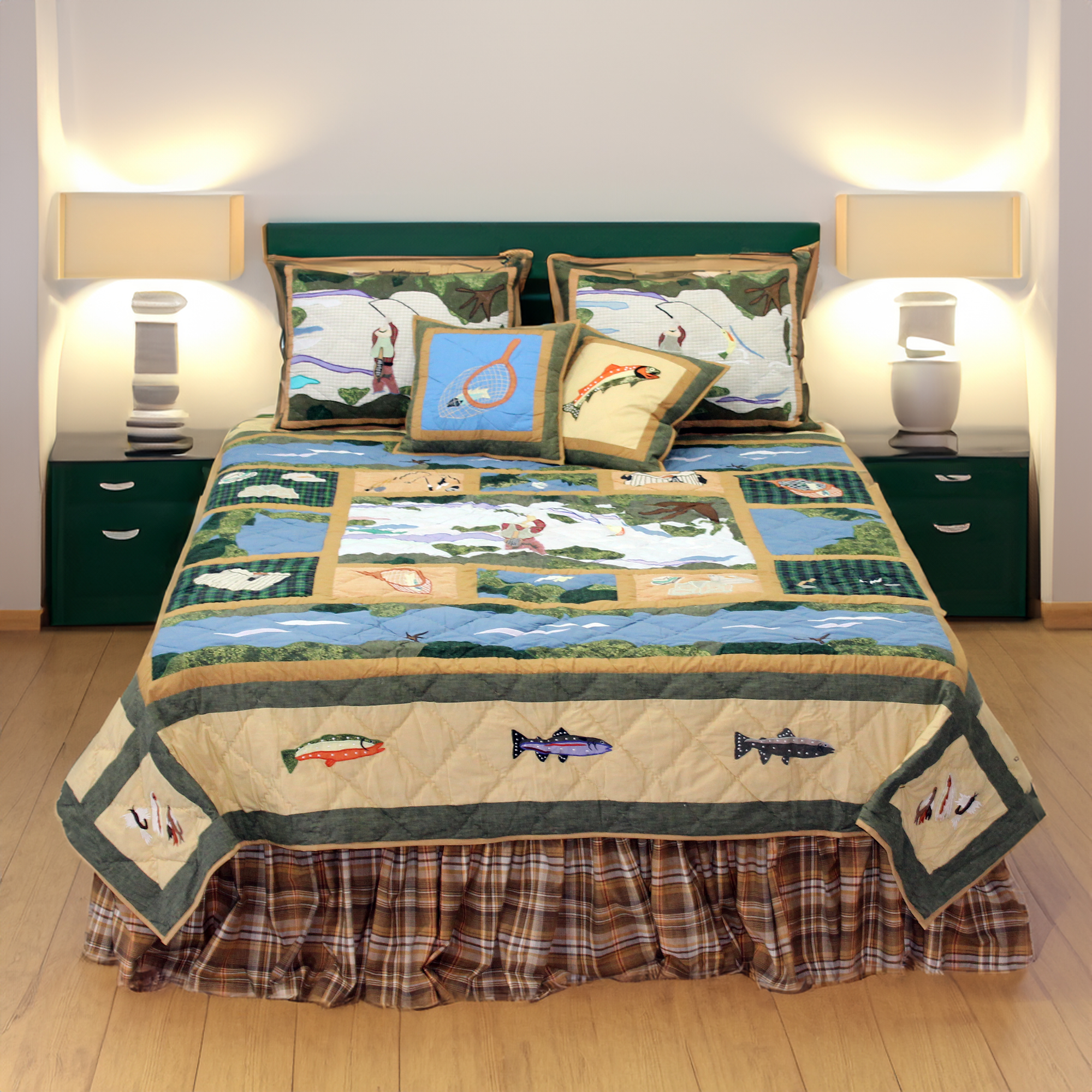 Fly Fishing Twin Quilt 65"W x 85"L