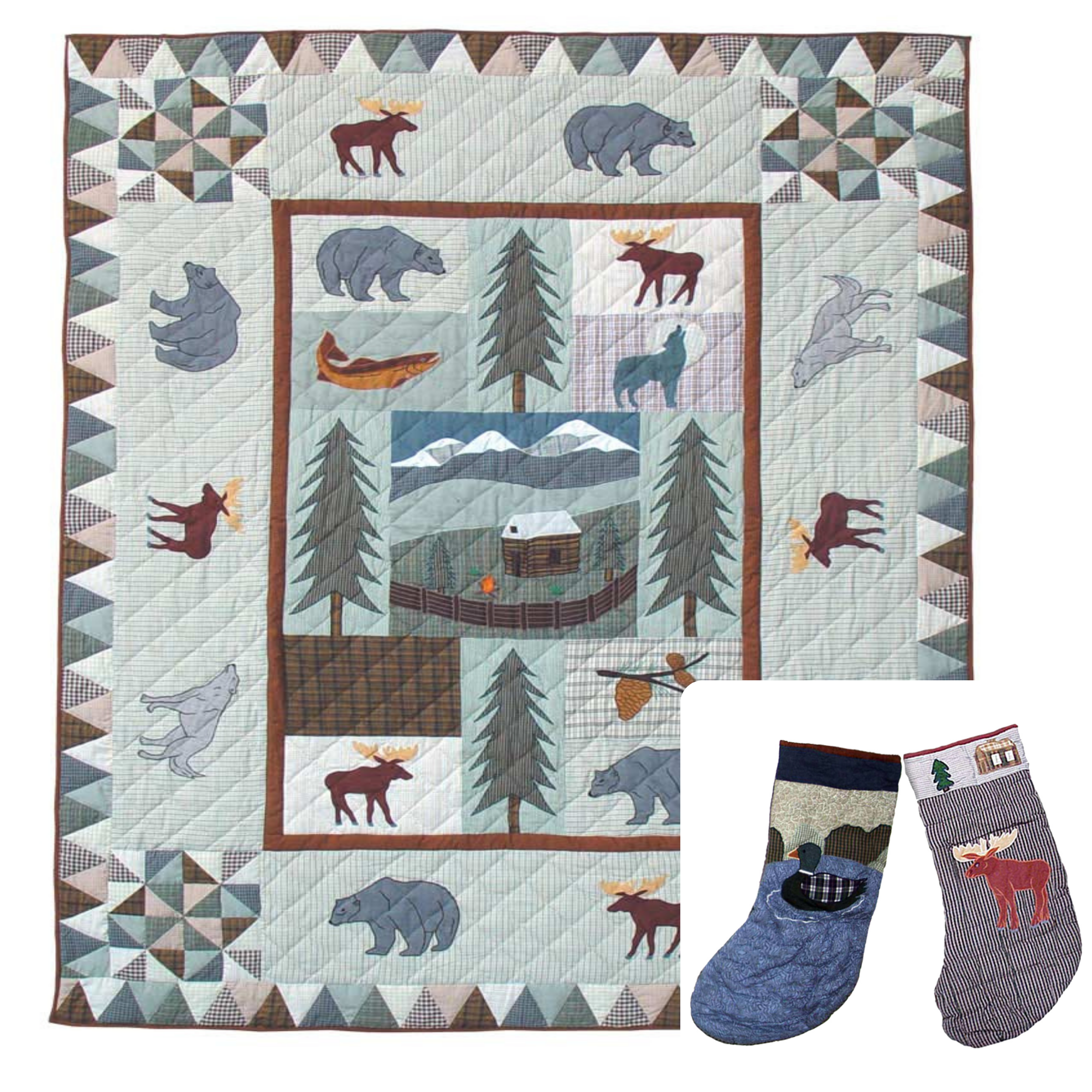 Mountain Whispers Twin Quilt 65"W x 85"L | Buy a Twin-Size Quilt and Get a Free Set of Stockings!