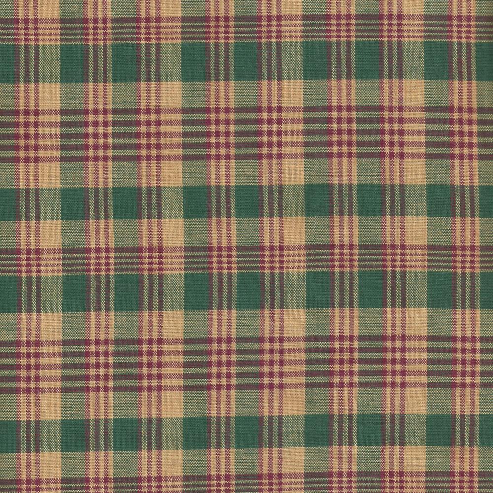 Green and Warm Brown Plaid Fabric Swatch 4" x 4"