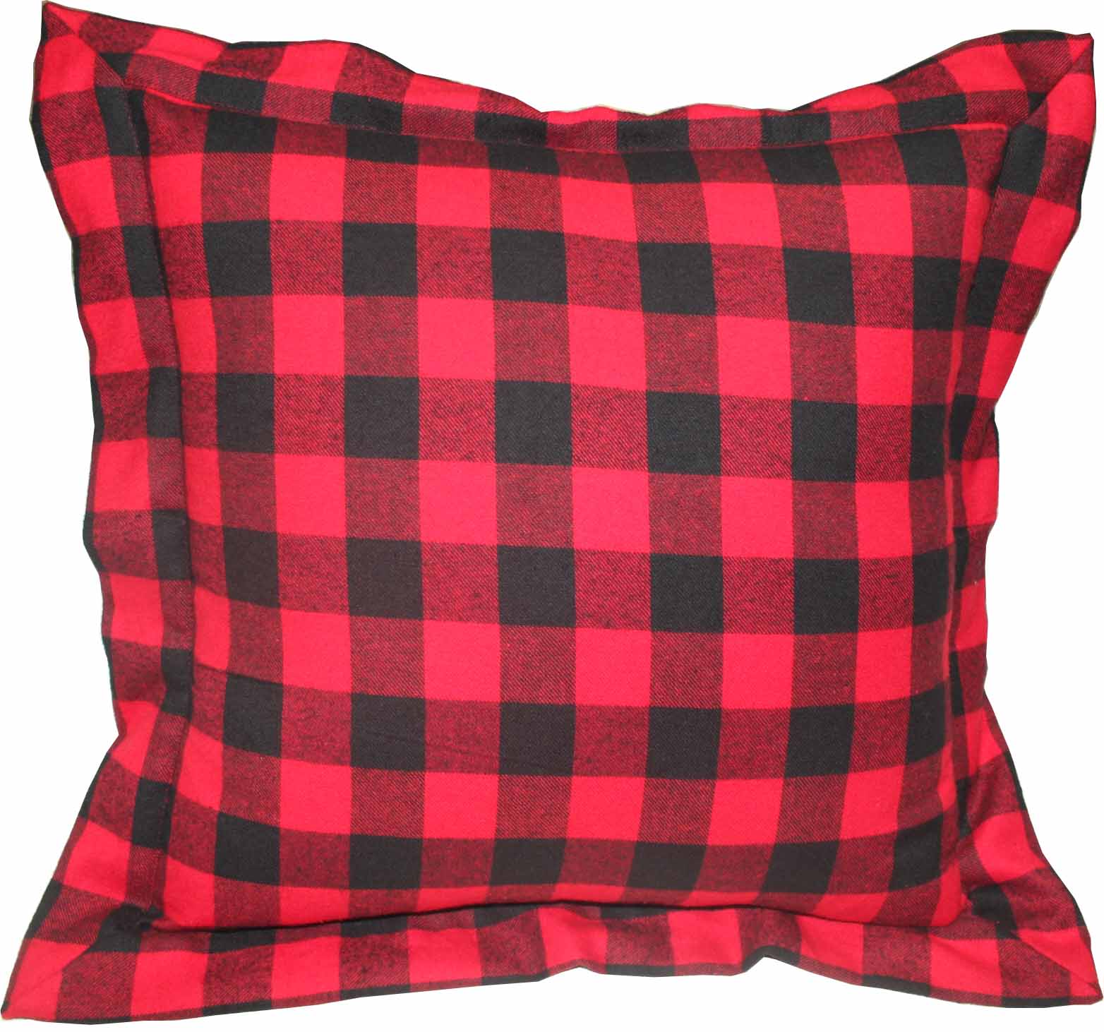 Red and Black Twill Buffalo Check,Fabric Toss Pillow 16"W x 16"L,Flanged
