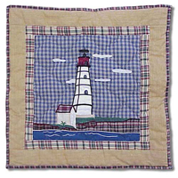 Lighthouse By the Bay Red Toss Pillow 16"W x 16"L