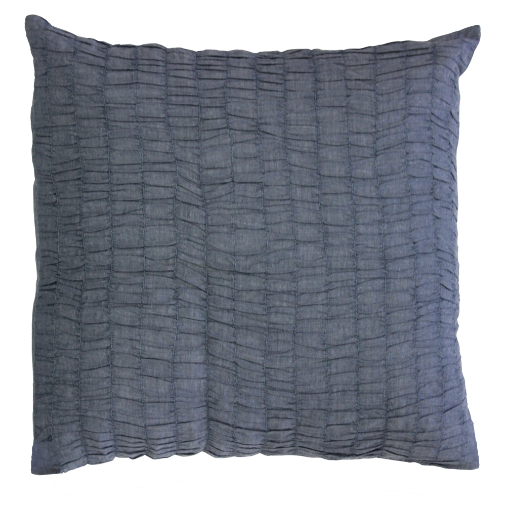 Blue Pintuck Toss Pillow 16" W X 16" L