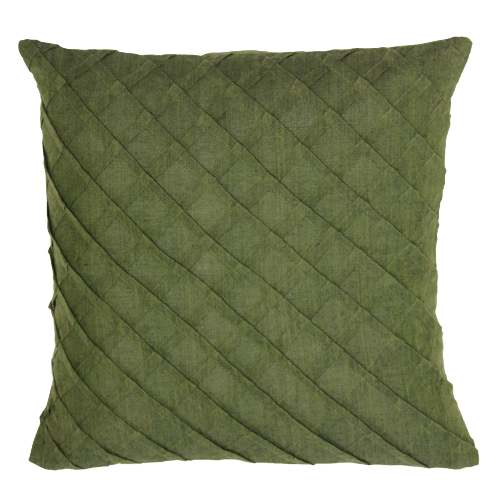 Green Pintuck Toss Pillow 16" W X 16" L