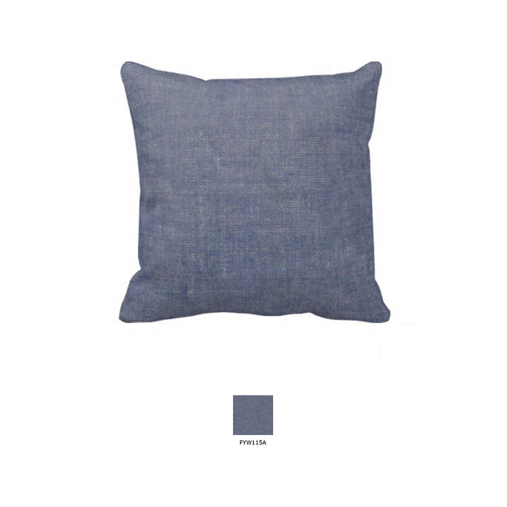 Light Blue Denim Chambray Toss Pillow 16"W x 16"L