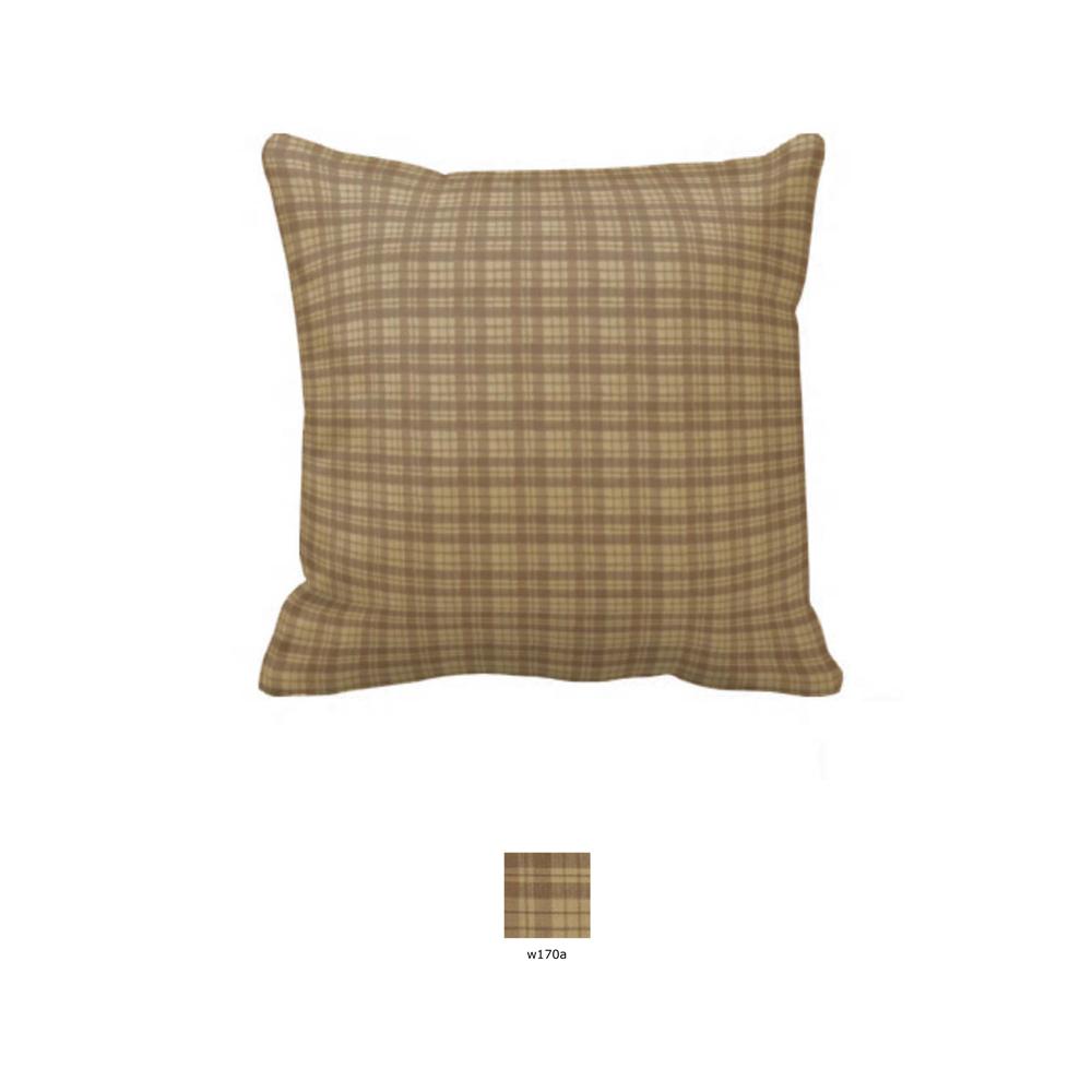 Brown Check Plaid Toss Pillow 16"W x 16"L