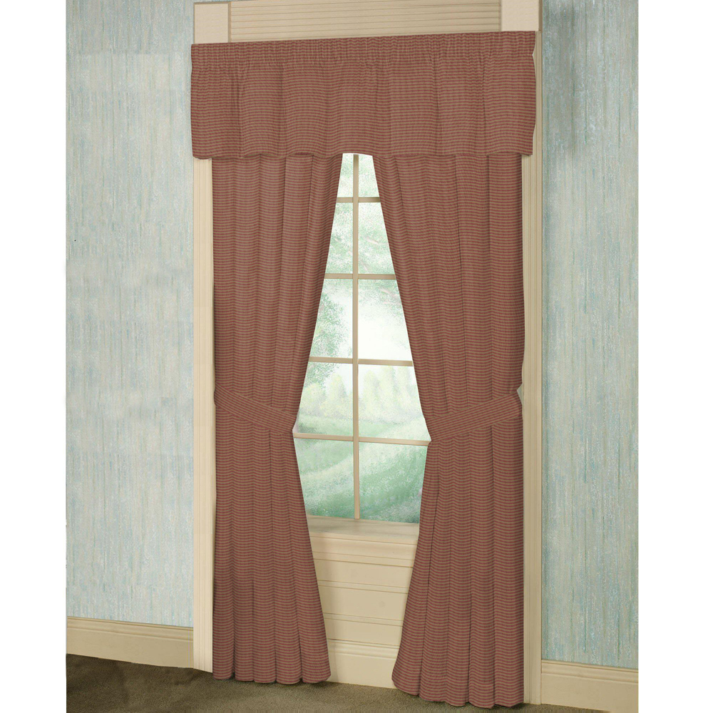 Tea Dye and Red Candy Stripes Window Curtain 40"W x 84"L