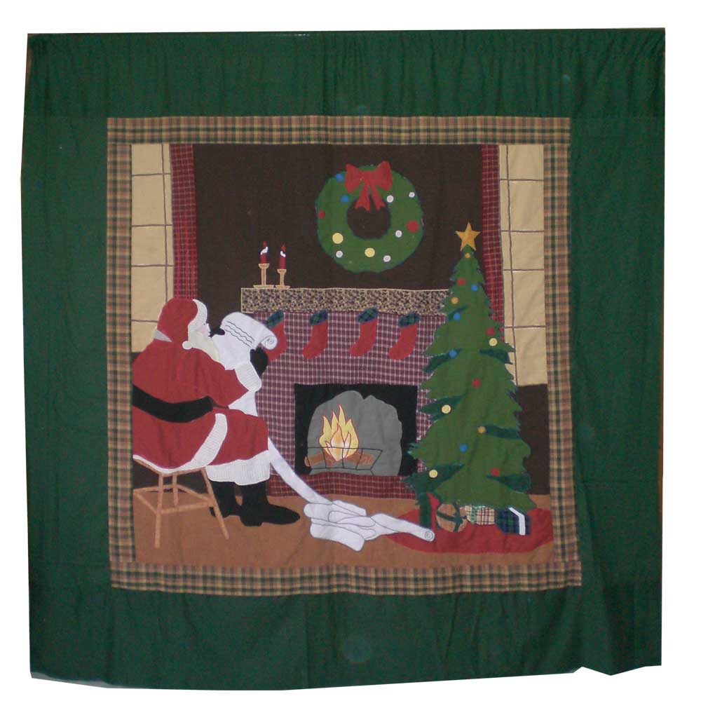 Santa by the Fireside Shower Curtain 72"W x 72"L
