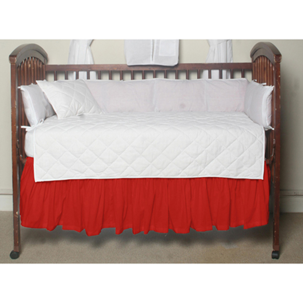 Bright Red Solid Crib Bed Skirt 28" x 53"-Drop-13"