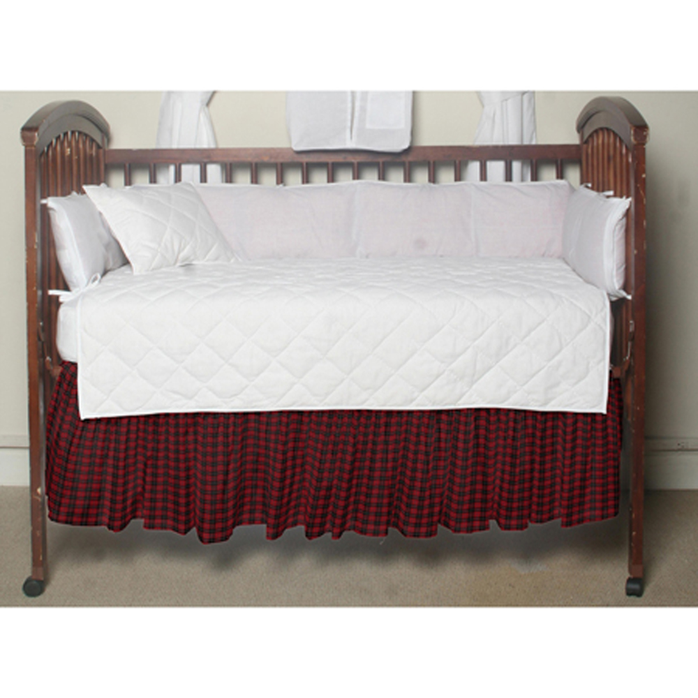 Red and Black Plaid Crib Bed Skirt 28" x 53"-Drop-13"