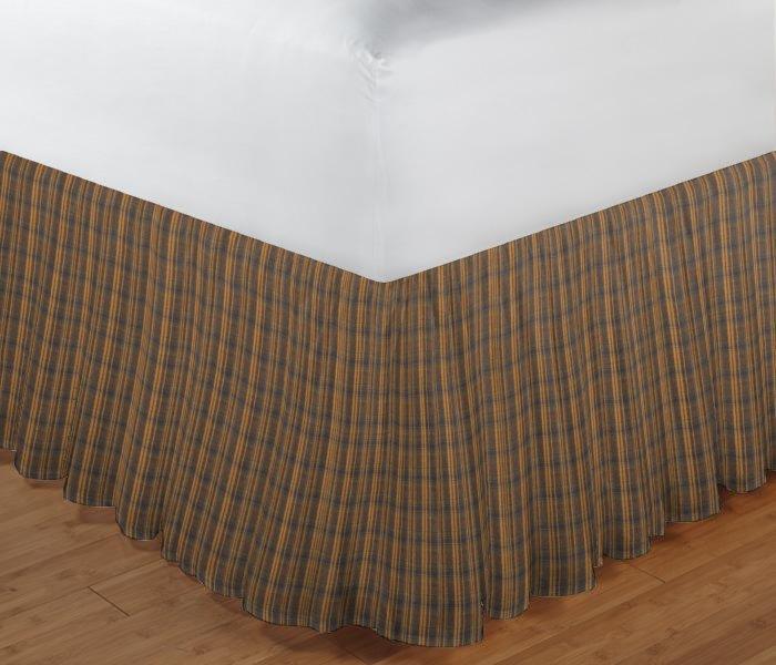 Dark Brown Plaid Bed Skirt Queen Size 60"W x 80"L-Drop-18"