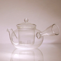 Round Shaped Glass Teapot, 275ml Teapot with Removable Infuser and Lid, Heatproof Safe side handle, Blooming & Loose Leaf TeaMaker