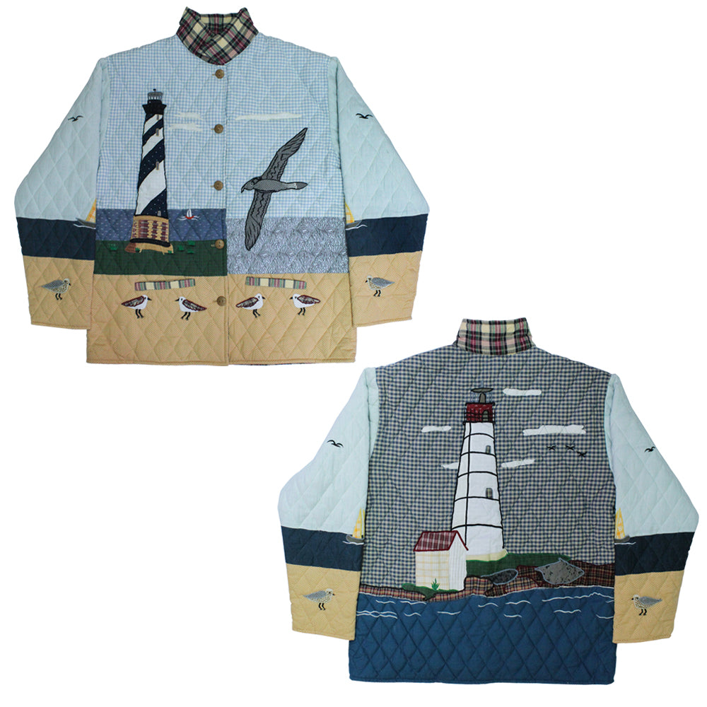 Lighthouse by Bay Reversible Quilted Cotton Jacket | Artfully Crafted, Regular Fit, Filled with Soft Cotton