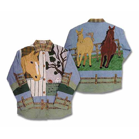 Horse Quilted Cotton Jacket | Warm, Soft, Reversible, and Stylish Outdoor Wear | Large