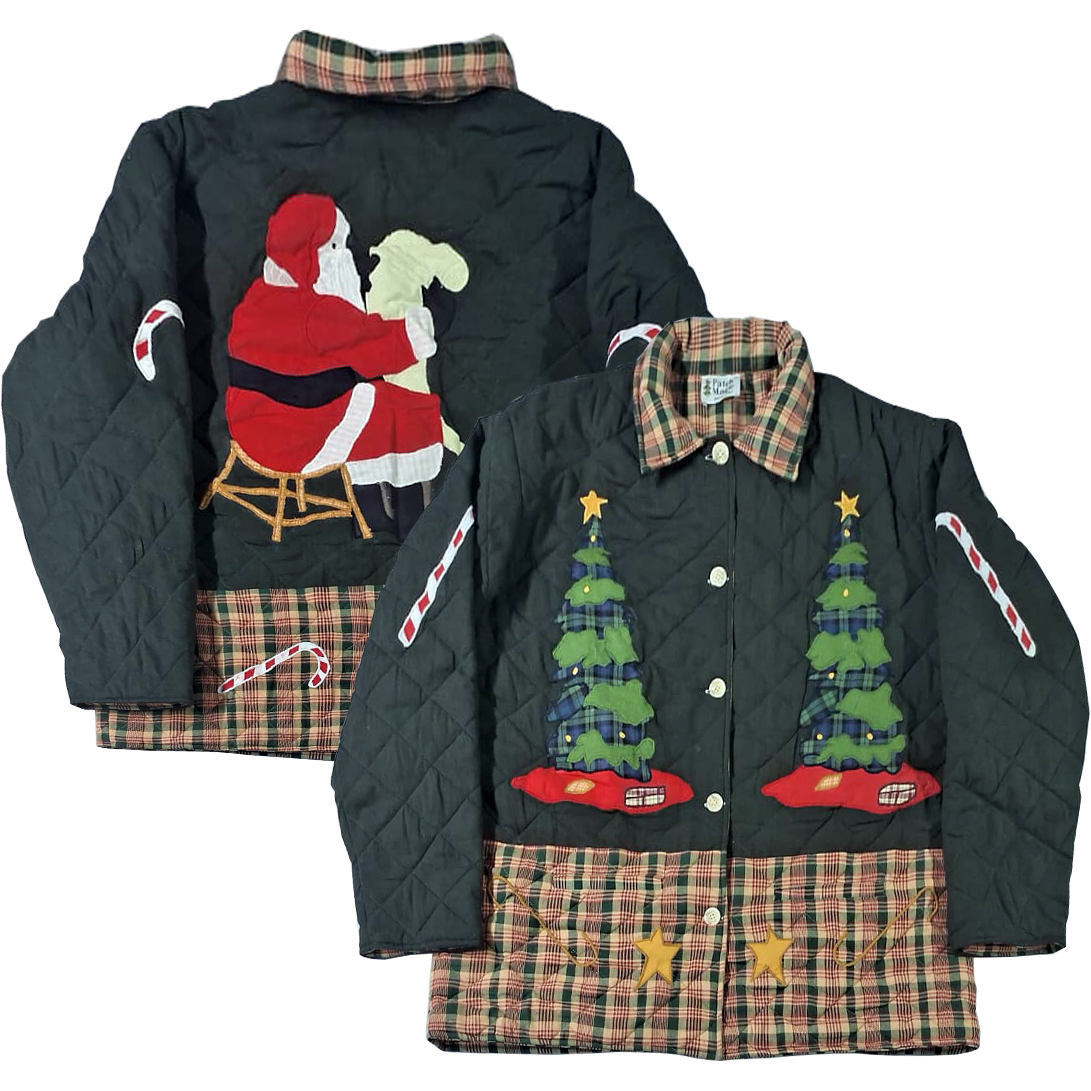  Santa and Christmas Tree Themed Reversible Quilted Cotton Jacket | Cozy All-Season Regular Fit Jacket