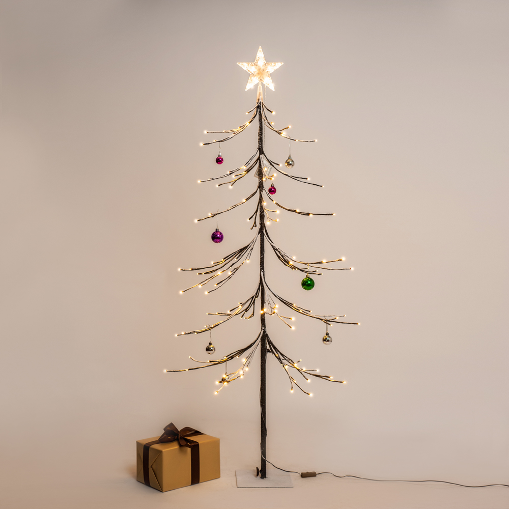 5 ft Pre-lit Christmas tree, Douglas Fir tree with brown needles and 144 warm white Lights
