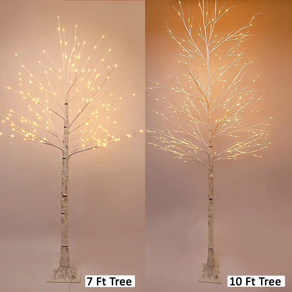 Pre-lit LED Light Christmas tree, Combo of 10Ft Height with 240 bulbs & 7Ft Height with 160 Warm White LED Bulbs, Study lights with 5 M extension wire