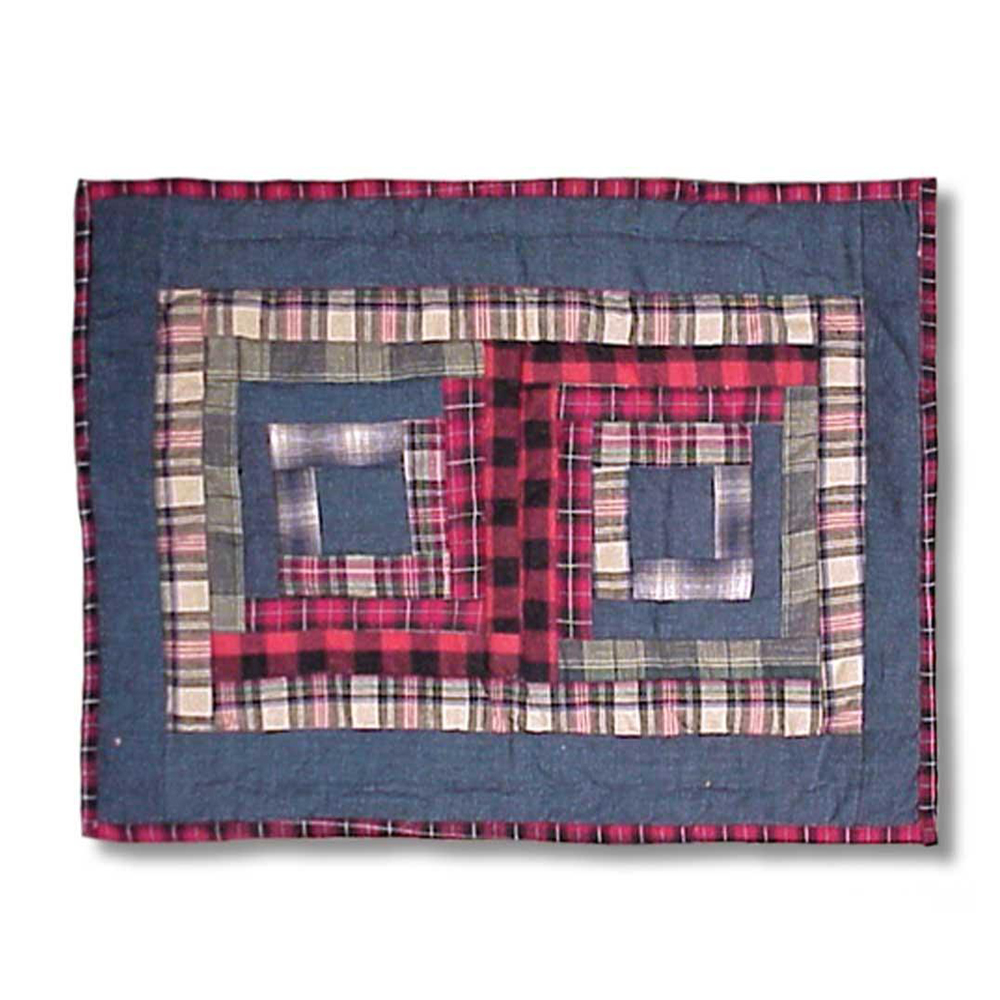Red Log Cabin Place Mat 13"W x 19"L