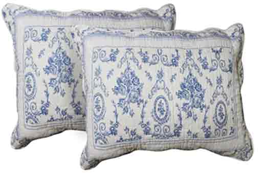 Blue Wisteria Lattice Pillow Shams  Set(2 Pieces) 27"W x 21"L