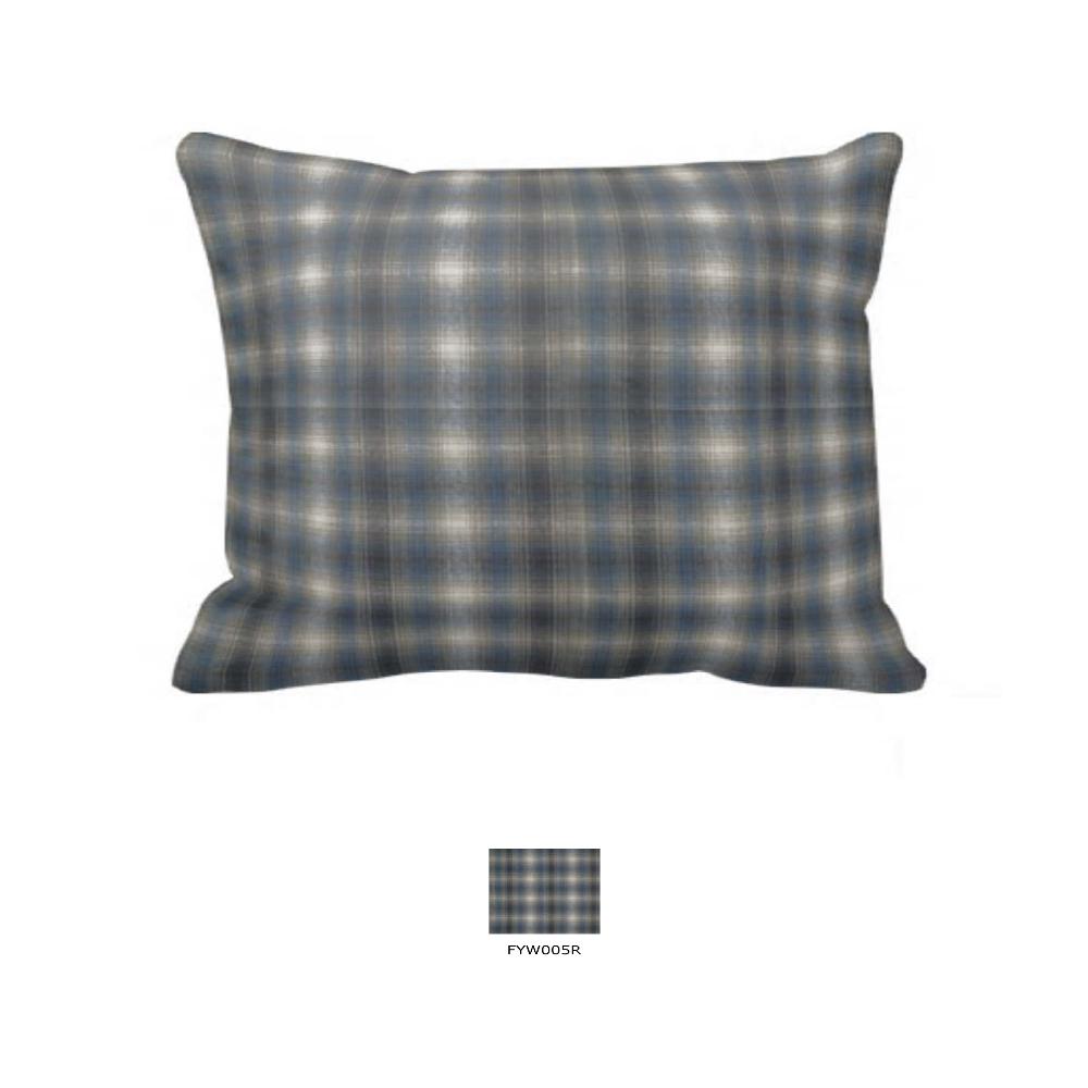 Blue Black Grey Plaid Pillow Sham 27"W x 21"L
